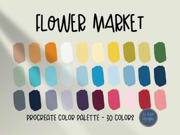 Flower Market Procreate Color Palette: 30 Colors for Vibrant Art
