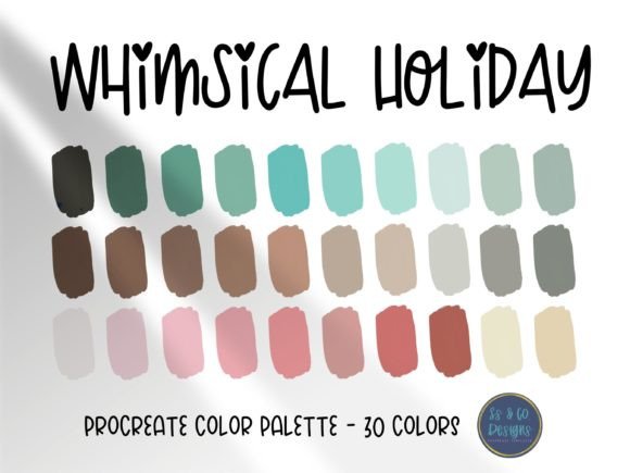 WhimsicalHoliday Procreate Color Palette: Curated Festive Color